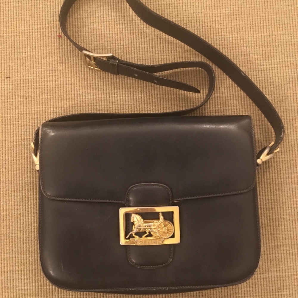 Celine classic / vintage box bag (navy leather)